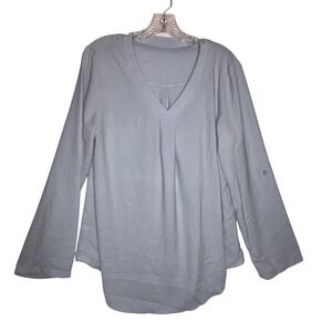 Women's Gray Long Sleeve V Neck Casual Tunic‎ Top Size XL